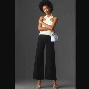 Anthropologie Black Wide-Leg Cropped Pants